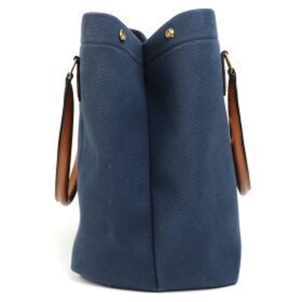 Celine Cabas Canvas Tote Bag Navy Blue Tan - Picture 4 of 7